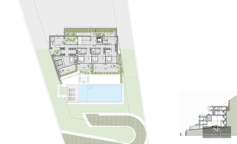 Spacious balcony with stunning views. Modern design with glass railing and wood flooring. Ideal space to relax and enjoy the surroundings.