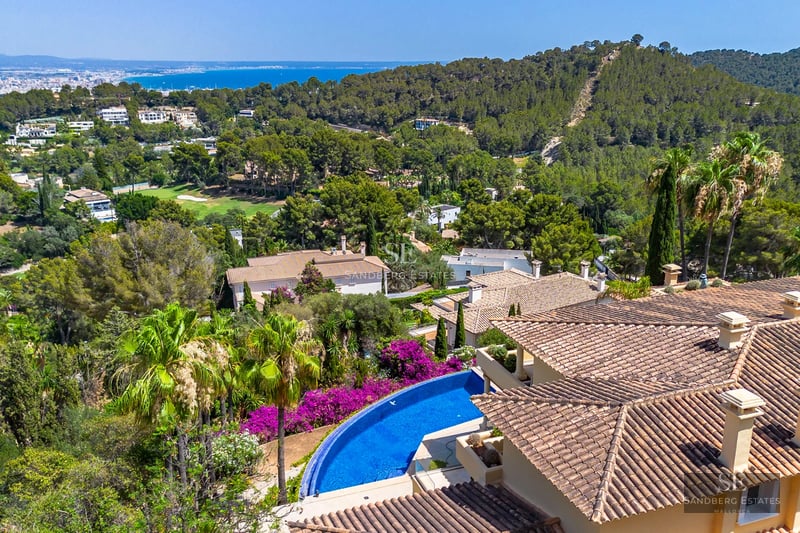 Bright living room with large windows, designer sofa, modern fireplace, and minimalist décor. Panoramic views.