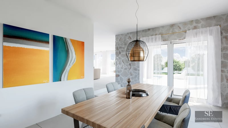 Expansive terrace featuring a pool, sun loungers and panoramic views. Modern architecture, natural lighting, relaxing color palette.