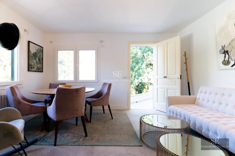 Spacious terrace with pool, sun loungers, and panoramic views. Modern design, high-quality materials, and abundant natural light.