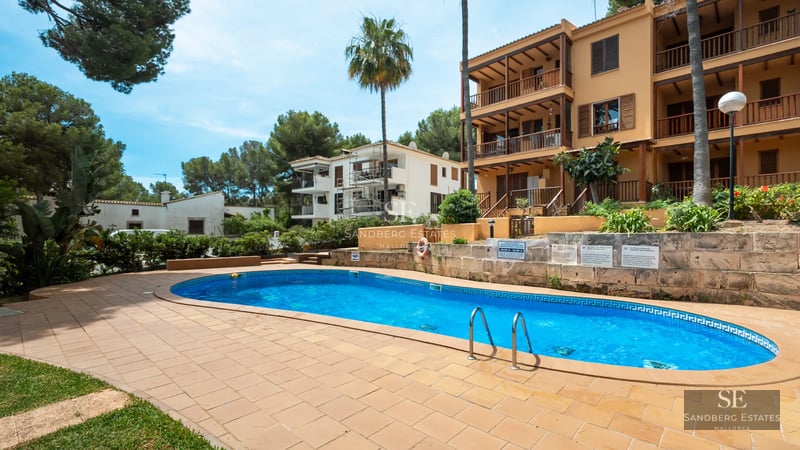 Exterior view of a modern villa featuring an infinity pool, spacious terraces, and lush gardens. Minimalist architecture and landscaping.