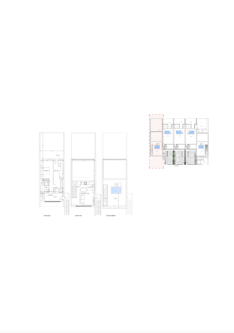 Technical floor plans of a three-level residence showing ground floor, first floor, and roof terrace with pool.